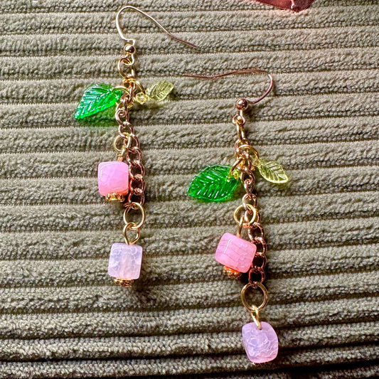 Garden Inspired Rose Quartz Earrings