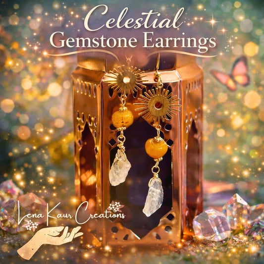 Celestial Inspired Agate & Citrine Earrings