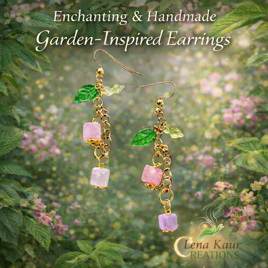 Garden Inspired Rose Quartz Earrings