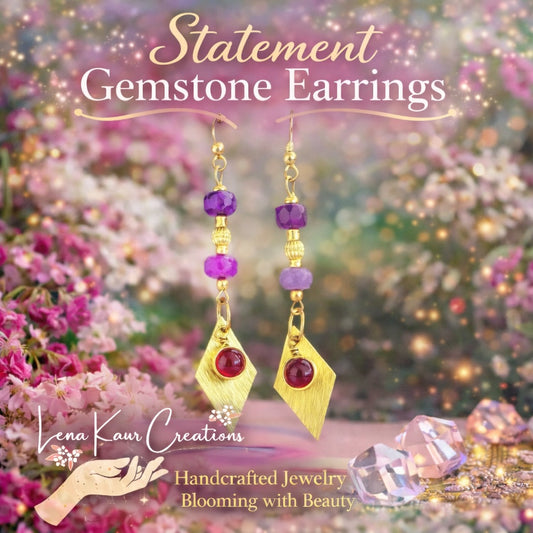 Statement Imperial Jasper & Quartz Earrings